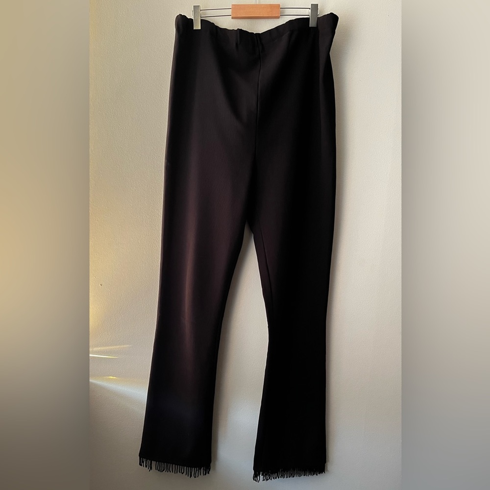 Vintage Black Fringed Stretchy Trousers - Reputation Era Outfit